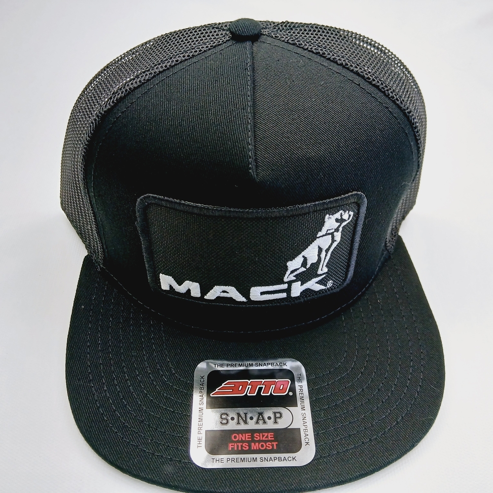 Black Otto Flat Bill Mesh Snapback Mack Trucks Patch Hat Cap